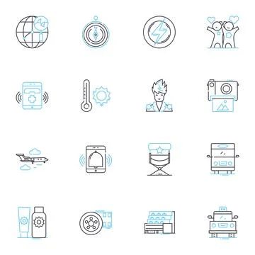 Sensory stimulation linear icons set. Tactile, Aroma, Flavor, Touch, Visual Stock Illustration