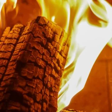 Sensual Closeup of Log on Fire Stock Photos