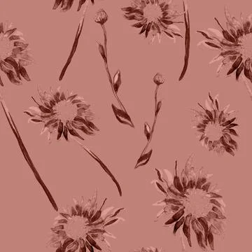 Sensual floral seamless pattern with isolated Gerbera in full bloom. Stock Illustration