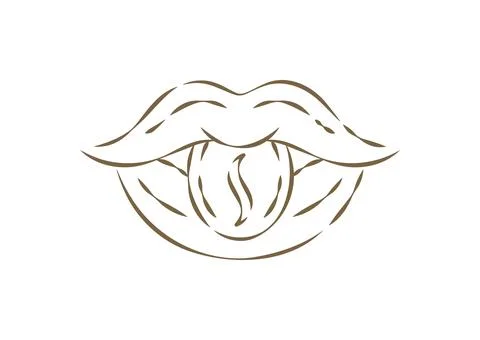Sensual Lips With A Coffee Bean Inside Hand Drawn Doodle Vector Illustration Ilustración de archivo