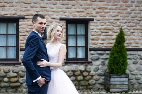 Sensual portrait of a young couple. Wedding photo outdoor Stock Photos