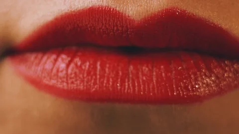 Sensual red womans lips Stock Footage 97445468