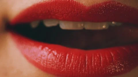Sensual red womans lips Video stock 97446030