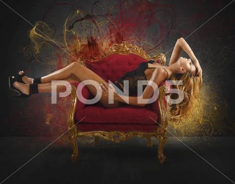 Sensual sparkling woman Stock Photos