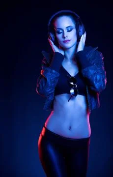 Sensual techno dancer. Stock Photos