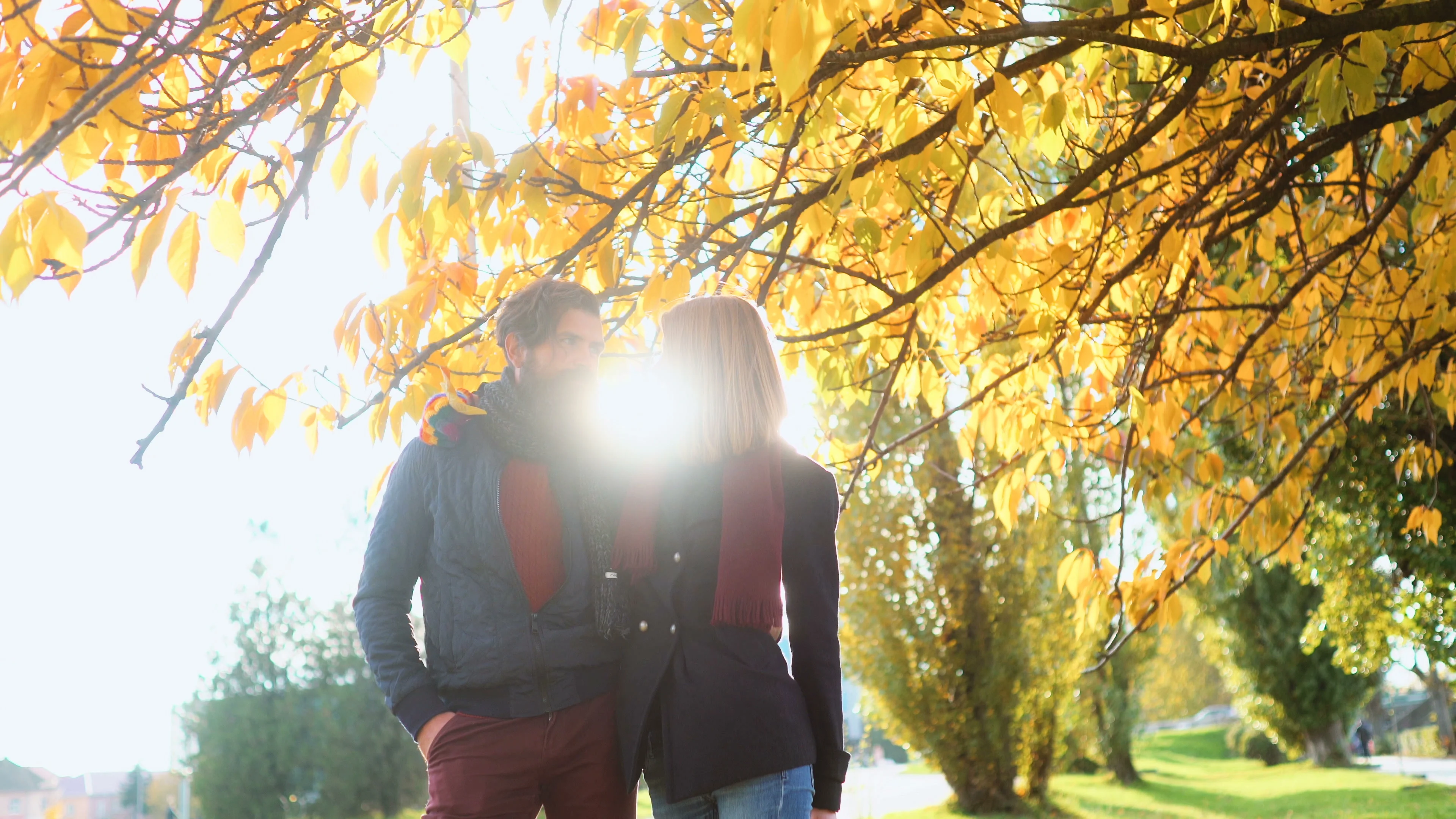 Sensual young couple making love. Couple in love. Great autumn day.