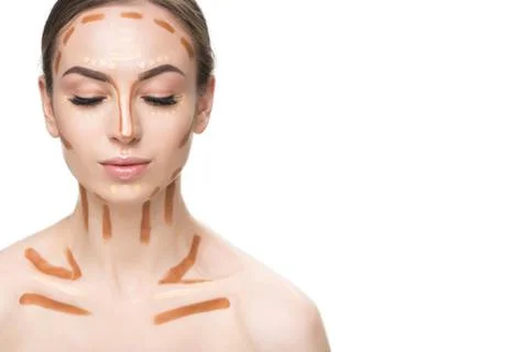 Sensual young lady using correctors Stock Photos