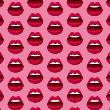 Sensuality female lips pattern Stock Illustration