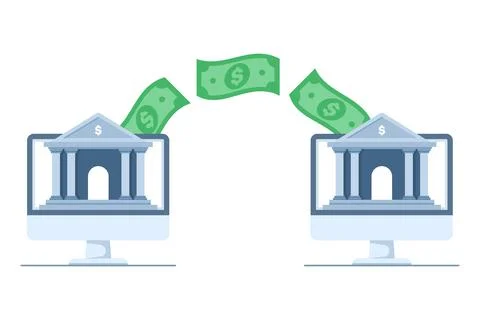 Sent and received between companies and bank accounts Stock Illustration