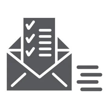 Sent document glyph icon, email and mail, envelope with list sign, vector イラスト素材