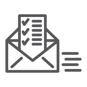 Sent document line icon, email and mail, envelope with list sign, vector イラスト素材