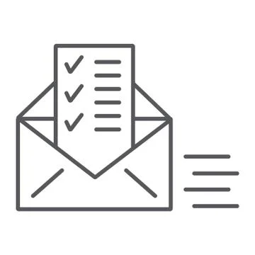 Sent document thin line icon, email and mail, envelope with list sign, vector イラスト素材