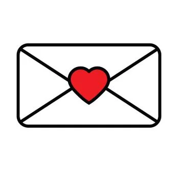 Sent letter mail icon.  envelope with a heart icon. Love message sign. Stock Illustration