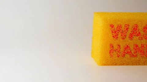 Sentence wash hands on a sponge 4K Video stock 144607151