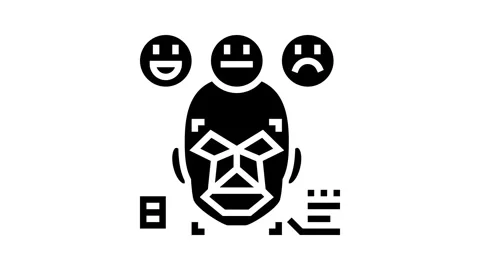 Sentiment analysis face nlp glyph icon animation Stock Footage 326145130