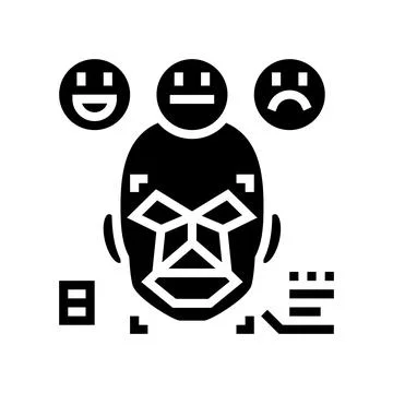 Sentiment analysis face nlp glyph icon vector illustration Stock Illustration