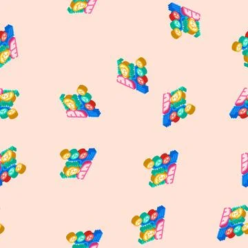 Sentiment analysis face nlp isometric icon seamless pattern Stock Illustration