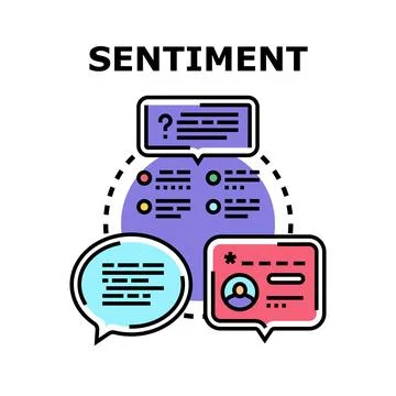 Sentiment analysis processing online text data Stock Illustration