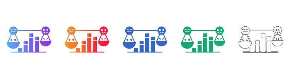 Sentiment Balance Chart Icon Set Stock Illustration