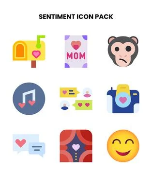 Sentiment Flat Design Icons Pack Stock Illustration