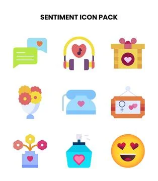 Sentiment Flat Graphics Icons Pack Stock Illustration