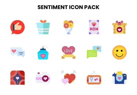 Sentiment Flat Graphics Icons Pack Stock Illustration
