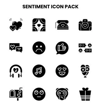 Sentiment Glyph Set Icons Pack Stock Illustration
