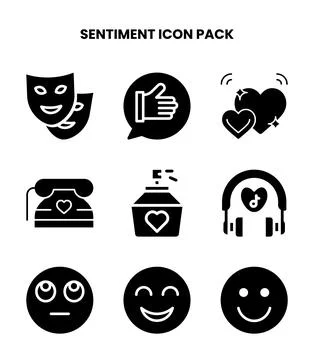 Sentiment Glyph Vector Icons Pack Stock Illustration