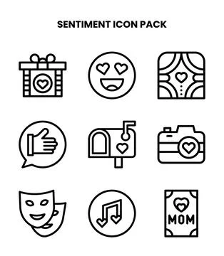 Sentiment Line Collection Icons Pack Stock Illustration