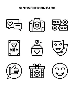 Sentiment Line Collection Icons Pack Stock Illustration