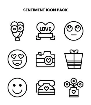 Sentiment Line Design Icons Pack Stock Illustration