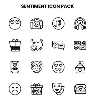 Sentiment Line Vector Icons Pack Stock Illustration