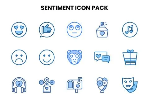 Sentiment Two Colour Design Icons Pack Stock Illustration