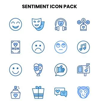 Sentiment Two Colour Set Icons Pack Stock Illustration