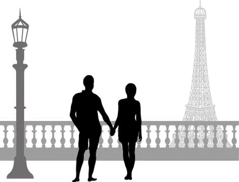SENTIMENTAL WALK OF A COUPLE Stock Illustration