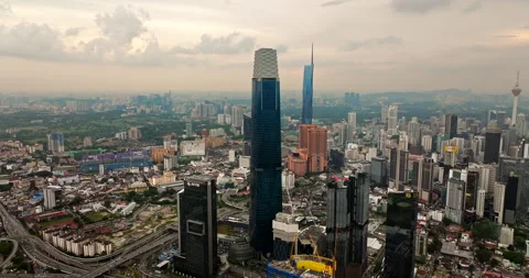Sentinels of city skyline, structural marvels of engineering creation Stock Footage 281075797