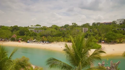 Sentosa Beach View rotation panoramic timelapse Stock Footage