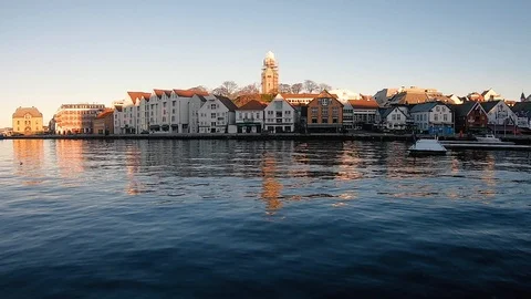 Sentrum of stavanger harbour Stock Footage 125699656
