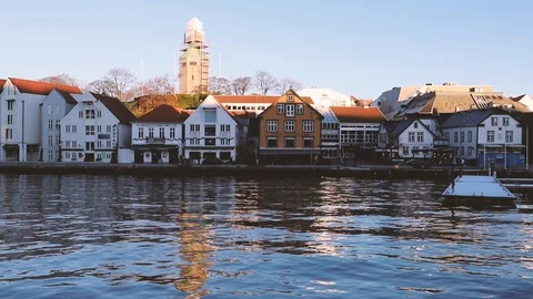 Sentrum of stavanger harbour Stock Footage 125703291