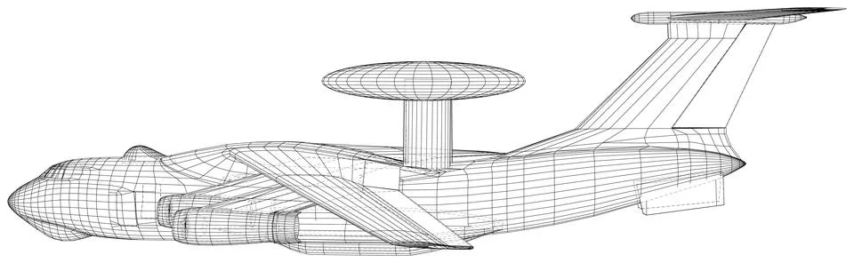 Sentry AWACS radar plane. The layers of visible and invisible lines are Stock Illustration