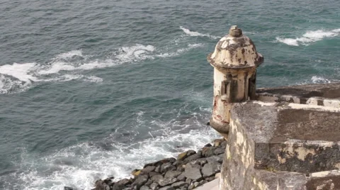 Sentry Box overlooking ocean Stock Footage 998180