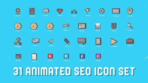 Seo 3d icons Stock After Effects