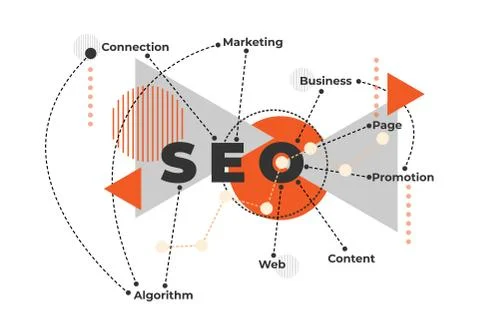 SEO Abstract idea with element Stock Illustration