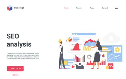Seo analysis, business development technology landing page, research market Stock Illustration
