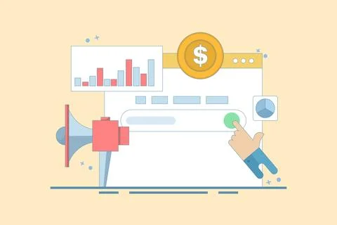 SEO Analysis Concept, SEO tool showing website statistics. Stock Illustration