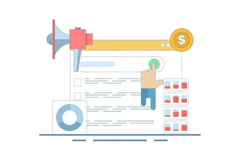 SEO Analysis Concept, SEO tool showing website statistics. Illustrazione stock