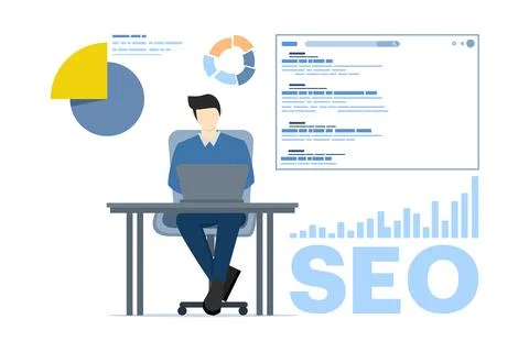 SEO analysis concept. top ranking. Stock-Illustration