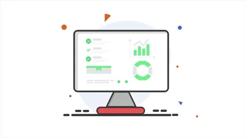 SEO Analysis with graph, chart and dart board items 2d animation Vídeo Stock 294512118