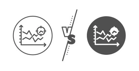 Seo analysis line icon. Web targeting chart sign. Traffic management. Vector Illustrazione stock