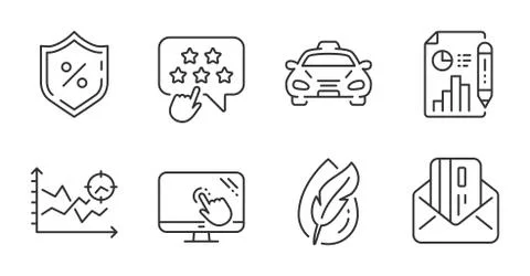 Seo analysis, Report document and Taxi icons set. Touch screen, Ranking star and イラスト素材